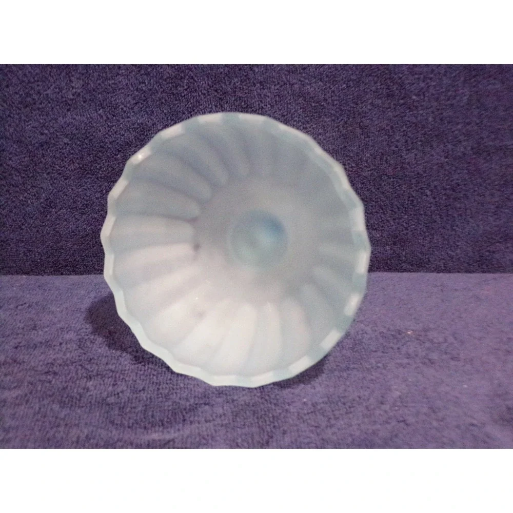 Vintage Indiana Glass Frosted Pale Blue Satin Candy Compote Dish on‎ Pedestal